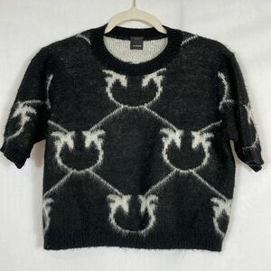 PINKO Fushiki Pattern Sweater Size M Made In Italy Maglia Mohair Monogram